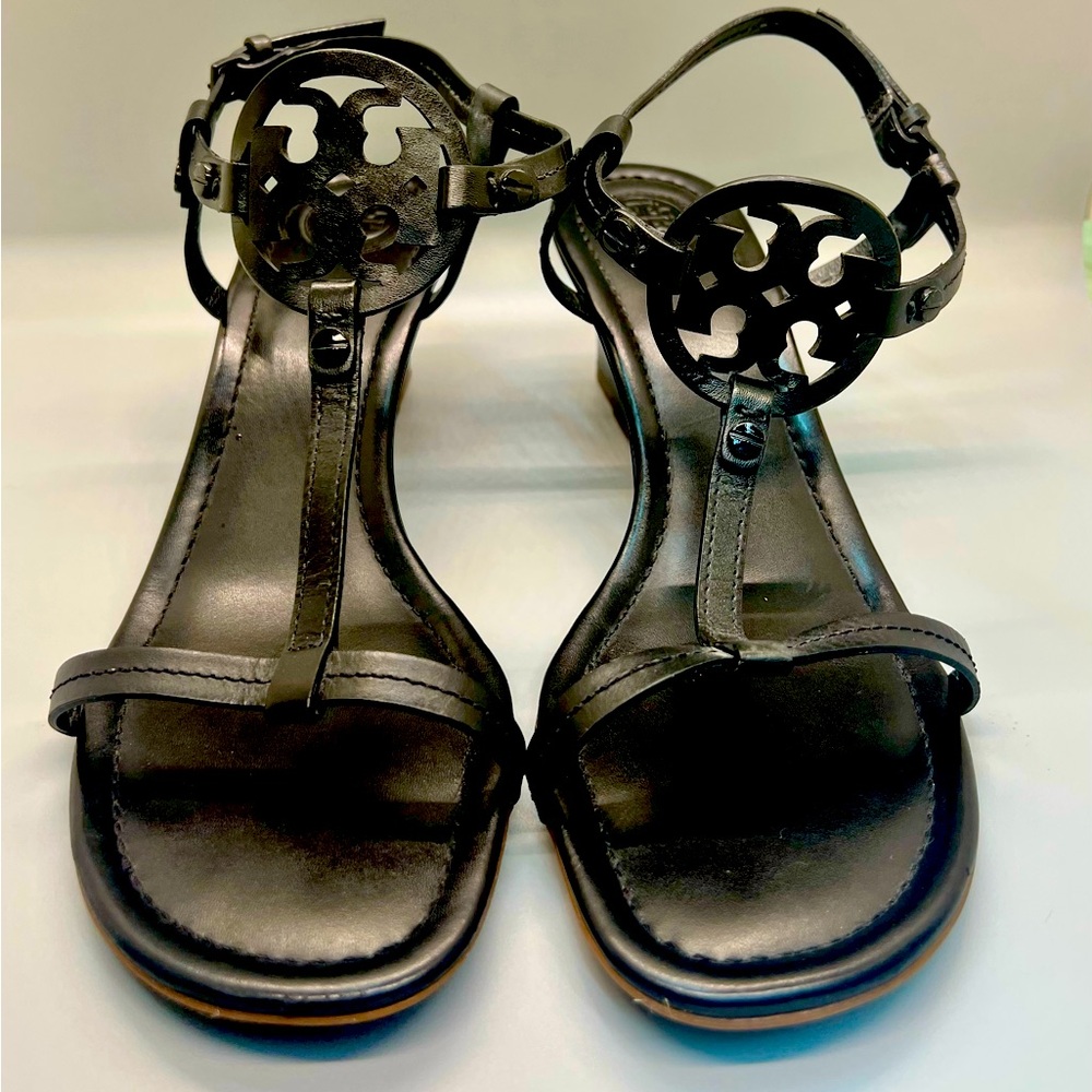 Tory Burch. Wedge. Size 8 1/2. Black.